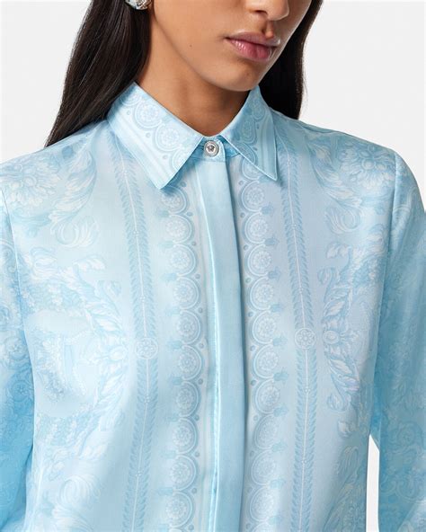 camicia versace bku|Barocco Silk Shirt Blue,Print .